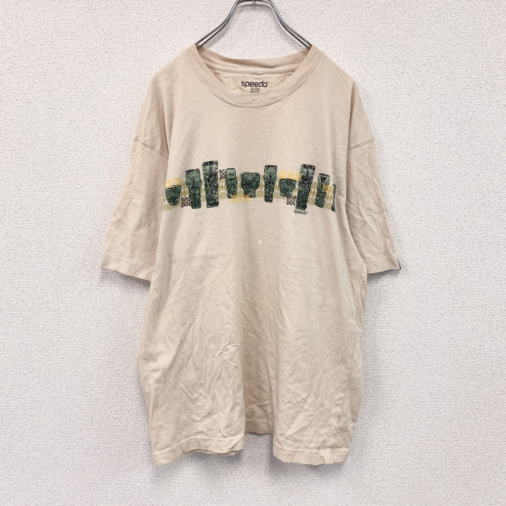 SPEEDO　スピード　半袖両面プリントTシャツ　ベージュ　XLサイズ