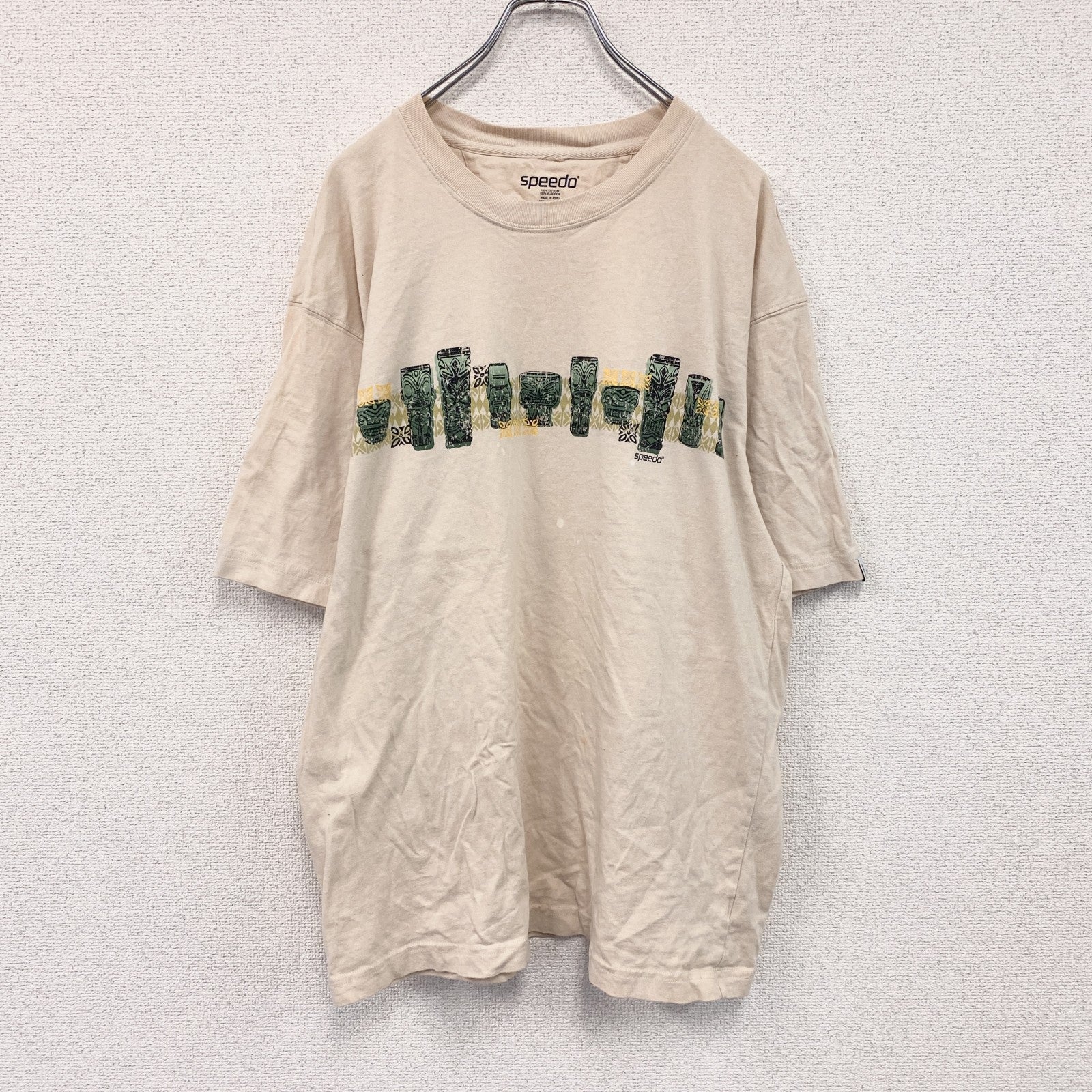 SPEEDO　スピード　半袖両面プリントTシャツ　ベージュ　XLサイズ