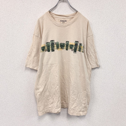 SPEEDO　スピード　半袖両面プリントTシャツ　ベージュ　XLサイズ