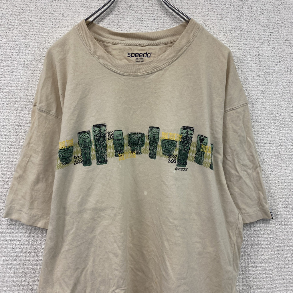 SPEEDO　スピード　半袖両面プリントTシャツ　ベージュ　XLサイズ