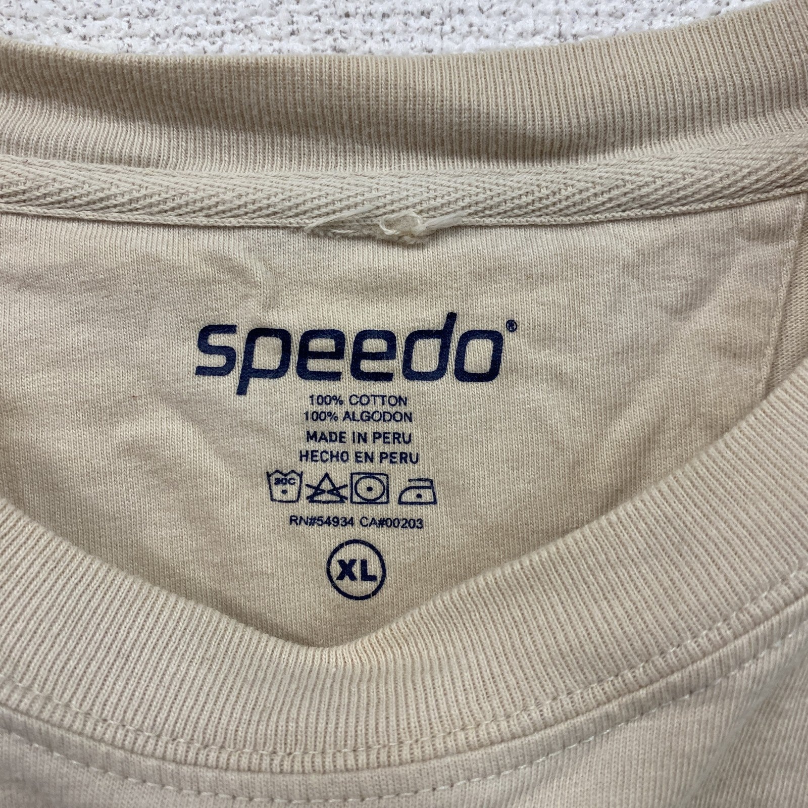 SPEEDO　スピード　半袖両面プリントTシャツ　ベージュ　XLサイズ
