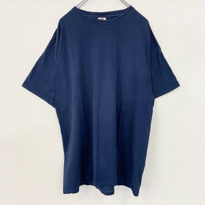 古着 used　FRUIT of THE LOOM　半袖バックデザインプリントTシャツ　クルーネック　ネイビー　2XLサイズ