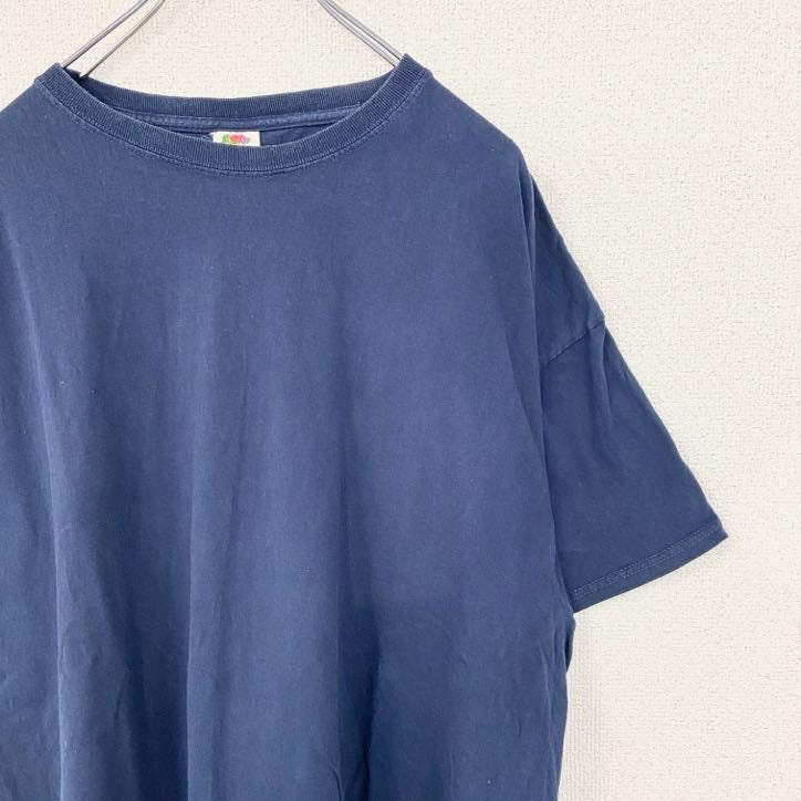 古着 used　FRUIT of THE LOOM　半袖バックデザインプリントTシャツ　クルーネック　ネイビー　2XLサイズ