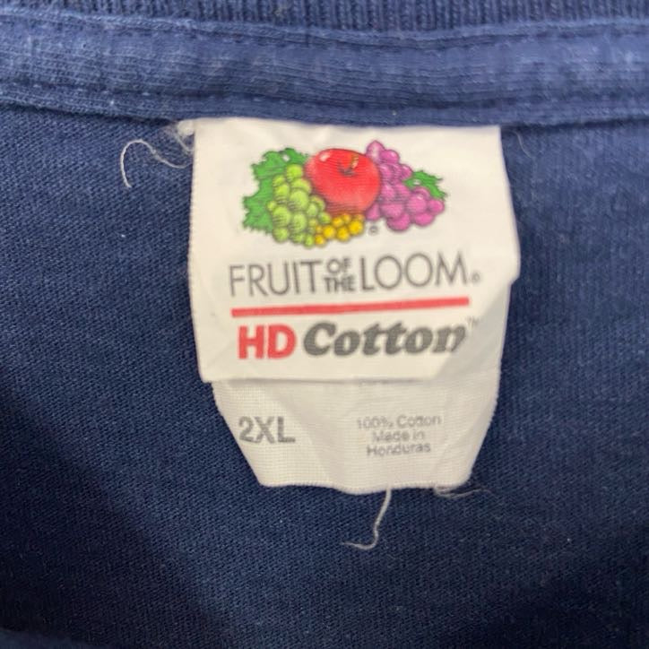 古着 used　FRUIT of THE LOOM　半袖バックデザインプリントTシャツ　クルーネック　ネイビー　2XLサイズ