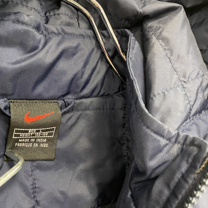 90s　NIKE　ナイキ　中綿ジャケット　スウッシュ　デカロゴ　ヴィンテージ　紺　ネイビー　Lサイズ