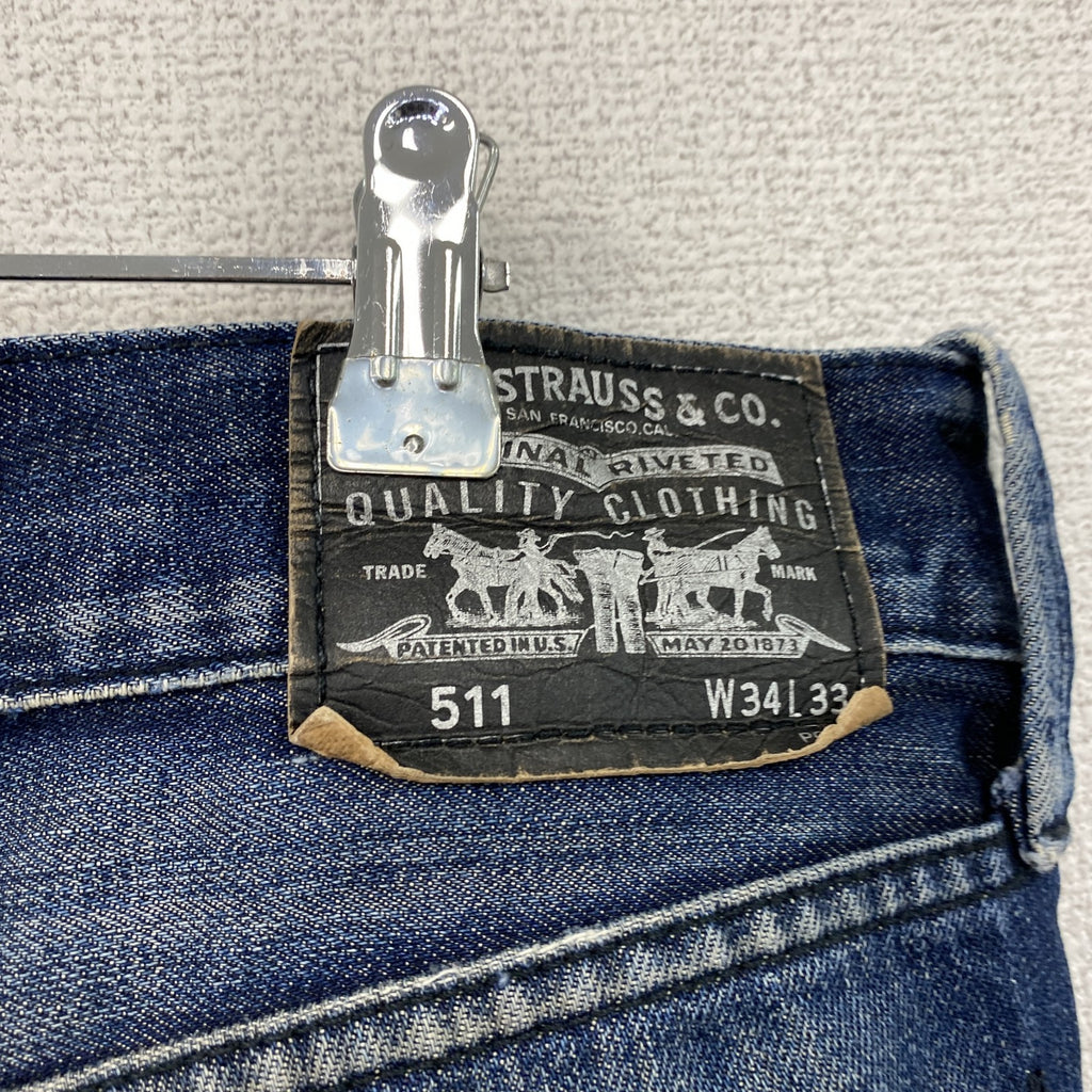 Levi's　リーバイス　511　デニムパンツ/ダメージジーンズ　ジップフライ　インディゴ　W34サイズ