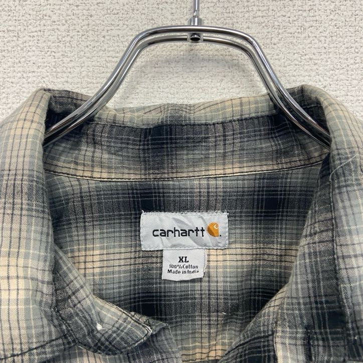 Carhartt　カーハート　長袖ラウンドシャツ　オンブレチェック柄　黒　ブラック　XLサイズ