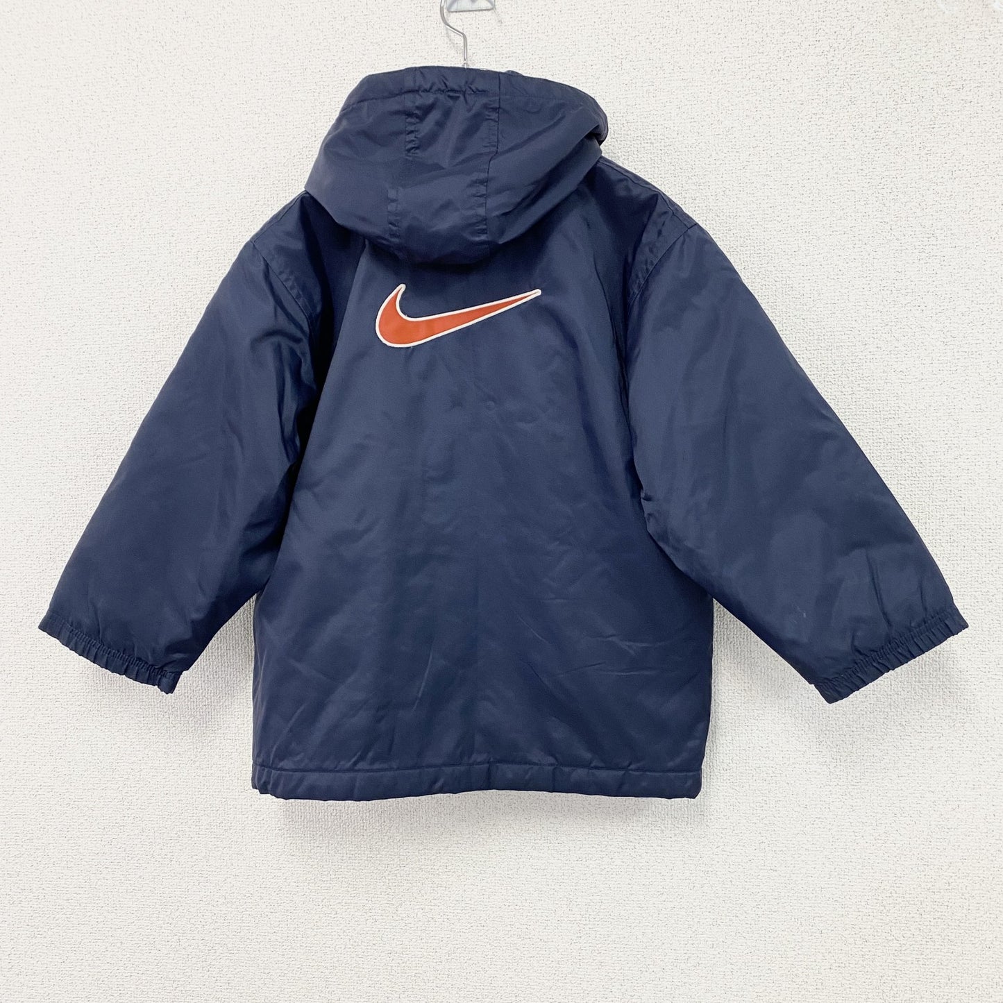 90s　NIKE　ナイキ　中綿ジャケット　スウッシュ　デカロゴ　ヴィンテージ　紺　ネイビー　Lサイズ
