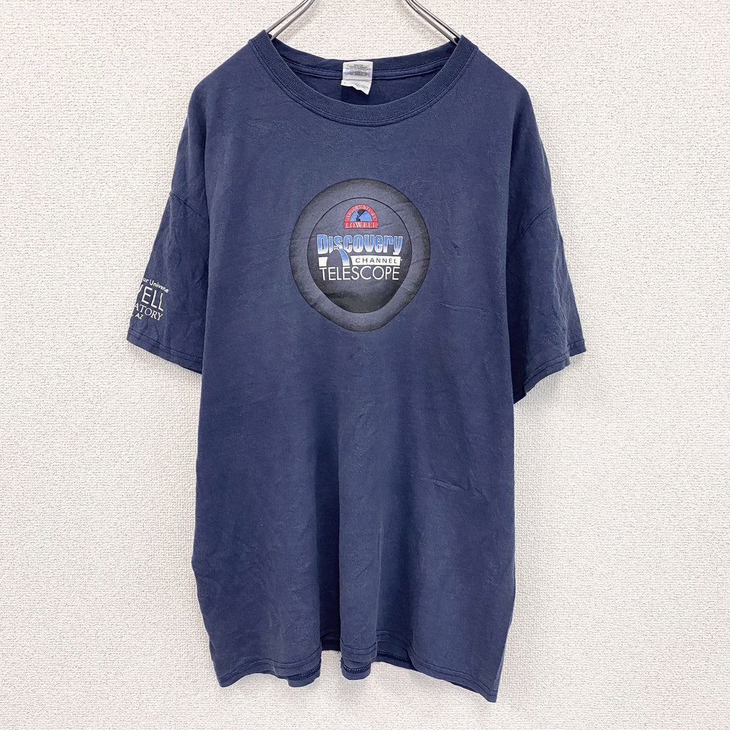 GILDAN　ギルダン　ディスカバリーチャンネル　半袖プリントTシャツ　紺　ネイビー　Lサイズ