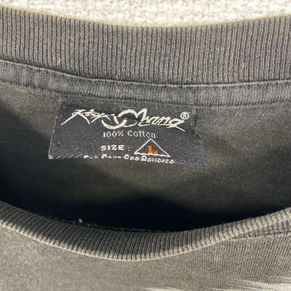 古着 used　Rock Chang ロック チャン　半袖デザインプリントTシャツ　バイク　鷹　クルーネック　レトロ　黒　Lサイズ