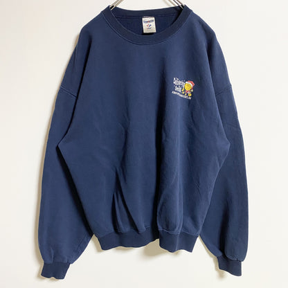 古着 used　JERZEES ジャージーズ　長袖ワンポイントスウェット　ネイビー　Xmas　クリスマス　シンプル　XLサイズ