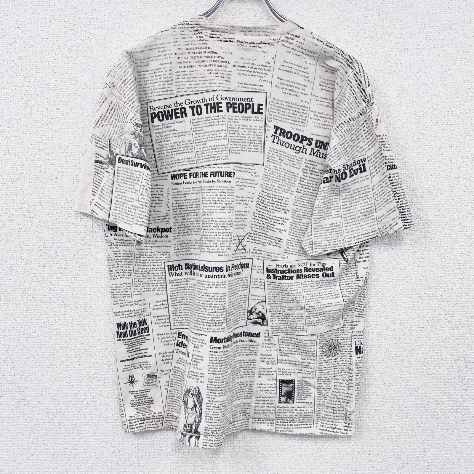 00s　GILDAN　ギルダン　半袖プリントTシャツ　ヴィンテージ　総柄　白　ホワイト　Lサイズ
