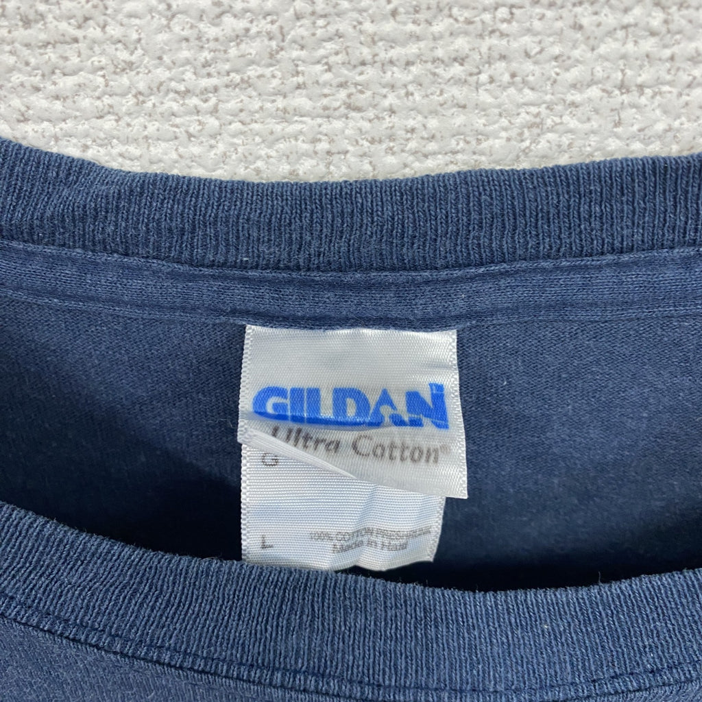 GILDAN　ギルダン　ディスカバリーチャンネル　半袖プリントTシャツ　紺　ネイビー　Lサイズ
