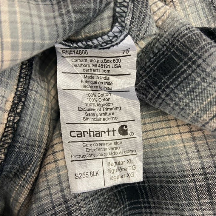 Carhartt　カーハート　長袖ラウンドシャツ　オンブレチェック柄　黒　ブラック　XLサイズ