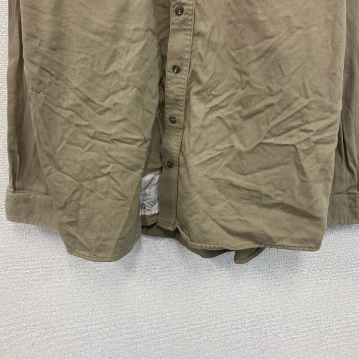 Carhartt　カーハート　長袖ワークシャツ　ボタンダウンシャツ　ワッペンカスタム　ベージュ　2XLサイズ
