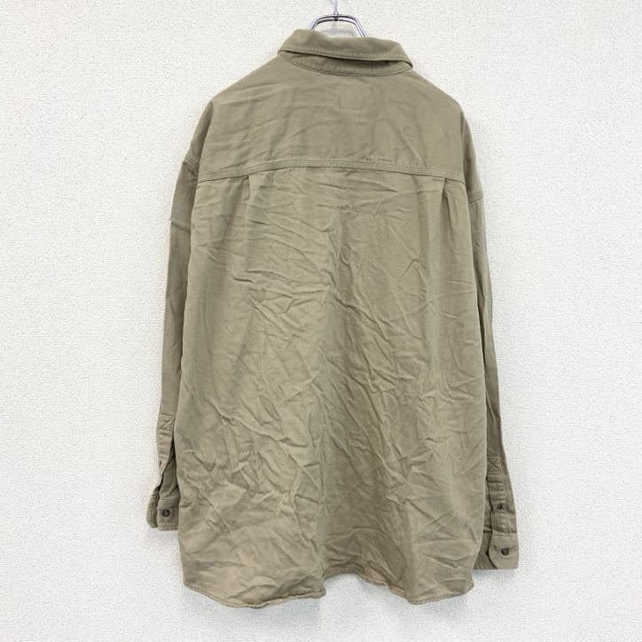 Carhartt　カーハート　長袖ワークシャツ　ボタンダウンシャツ　ワッペンカスタム　ベージュ　2XLサイズ