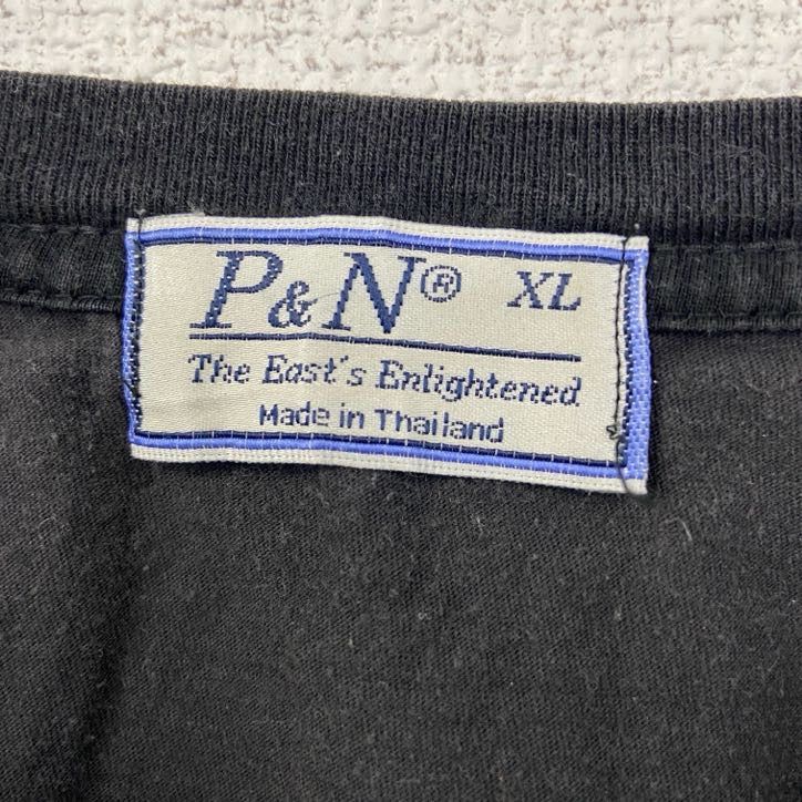 古着 used　P&N　半袖プリントTシャツ　浮世絵　葛飾北斎　和柄デザイン　蔦屋重三郎　波　クルーネック　黒　XLサイズ