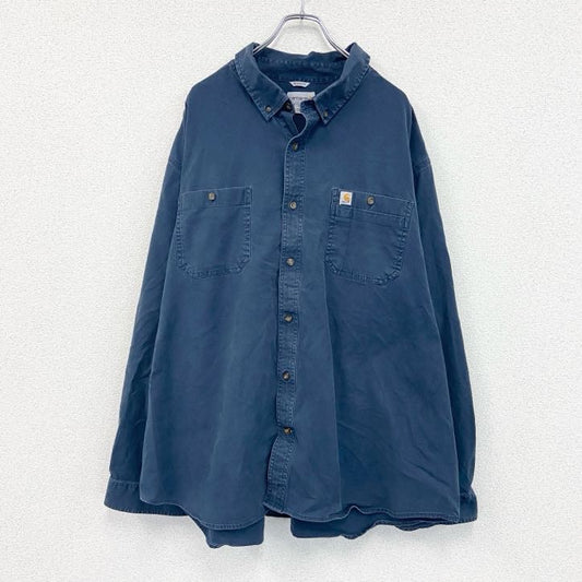 Carhartt　カーハート　長袖ワークシャツ　ボタンダウンシャツ　紺　ネイビー　4XLサイズ