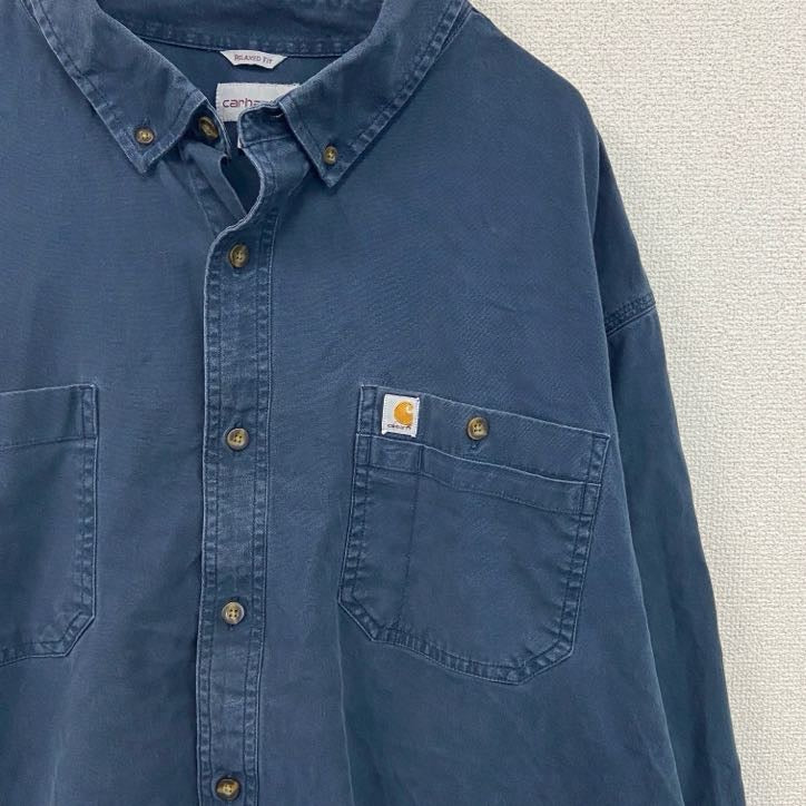 Carhartt　カーハート　長袖ワークシャツ　ボタンダウンシャツ　紺　ネイビー　4XLサイズ