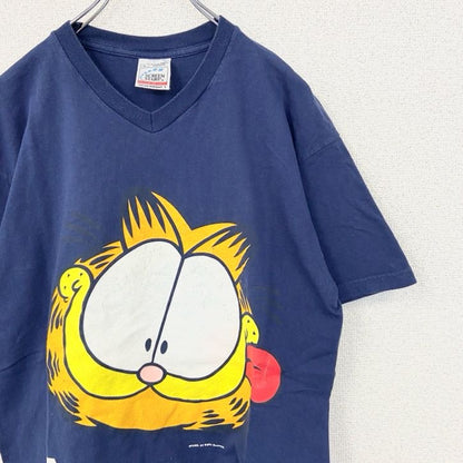 古着 used　SCREEN STARS　半袖キャラクタープリントTシャツ　ピザハット　GARFIELD　ネイビー　Lサイズ