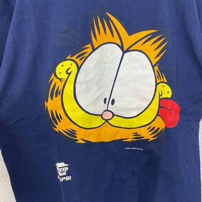 古着 used　SCREEN STARS　半袖キャラクタープリントTシャツ　ピザハット　GARFIELD　ネイビー　Lサイズ