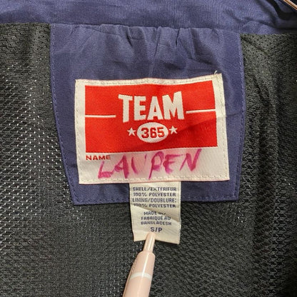 古着 used　TEAM365　長袖ワンポイントプリントナイロンジャケット　ジップアップジャンパー　ネイビー　黒　秋冬服