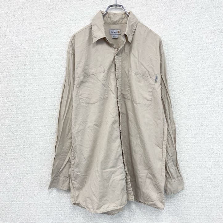 Carhartt　カーハート　長袖ワークシャツ　ラウンドシャツ　ベージュ　Lサイズ