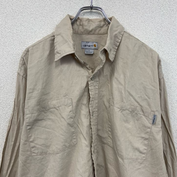 Carhartt　カーハート　長袖ワークシャツ　ラウンドシャツ　ベージュ　Lサイズ