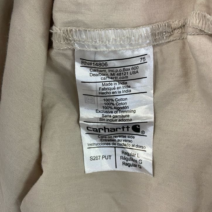 Carhartt　カーハート　長袖ワークシャツ　ラウンドシャツ　ベージュ　Lサイズ