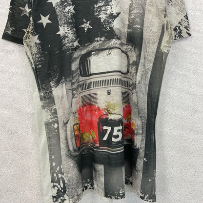 古着 used　Hi‐Chie　イタリア製　半袖プリントTシャツ　車　75　フィアット500　白　レトロデザイン　XLサイズ