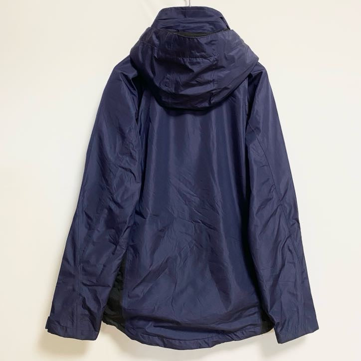 古着 used　TEAM365　長袖ワンポイントプリントナイロンジャケット　ジップアップジャンパー　ネイビー　黒　秋冬服