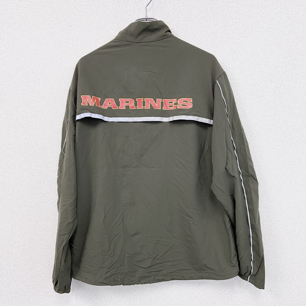 USMC　米軍海兵隊　ランニングジャケット　フルジップナイロンジャケット　カーキ　Sサイズ