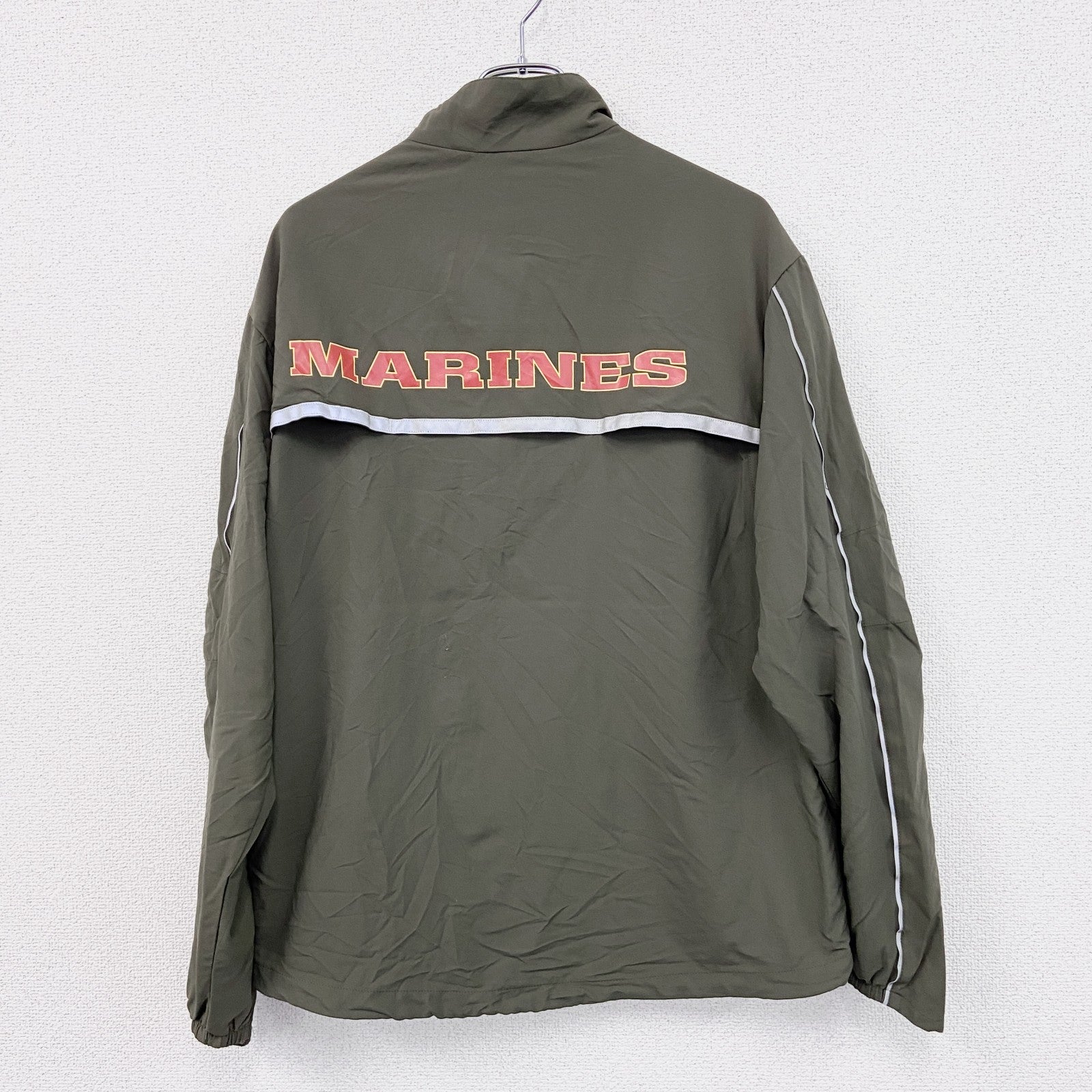 USMC　米軍海兵隊　ランニングジャケット　フルジップナイロンジャケット　カーキ　Sサイズ