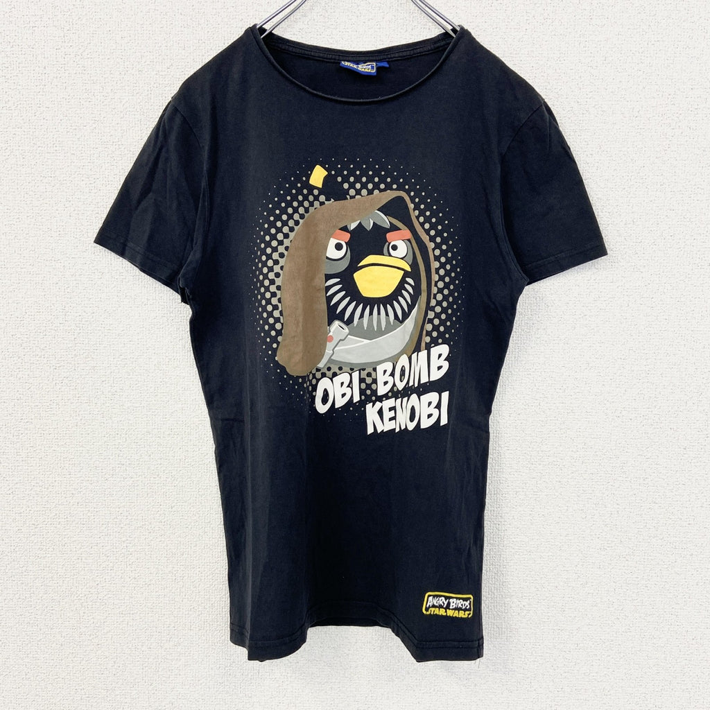 古着 used　ANGRY BIRDS　STARS WARS　半袖キャラクタープリントTシャツ　ボム　クルーネック　黒　Sサイズ
