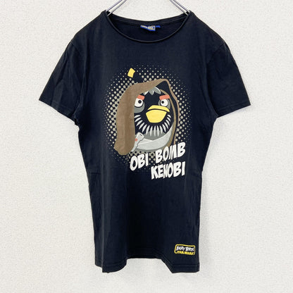 古着 used　ANGRY BIRDS　STARS WARS　半袖キャラクタープリントTシャツ　ボム　クルーネック　黒　Sサイズ