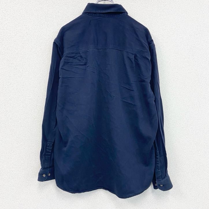 Carhartt　カーハート　長袖ワークシャツ　ボタンダウンシャツ　ワッペンカスタム　紺　ネイビー　Mサイズ