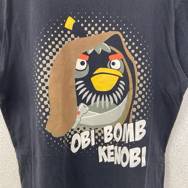 古着 used　ANGRY BIRDS　STARS WARS　半袖キャラクタープリントTシャツ　ボム　クルーネック　黒　Sサイズ