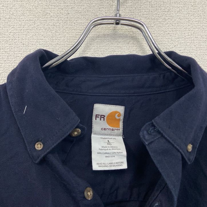 Carhartt　カーハート　ボタンダウンシャツ　ワークシャツ　紺　ネイビー　Lサイズ