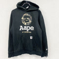 A BATHING APE　アベイシングエイプ　スウェットパーカー/フーディー　刺繍ロゴ　黒　ブラック　XLサイズ