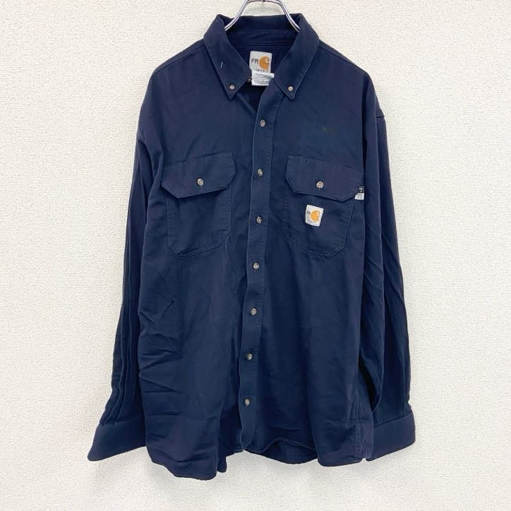 Carhartt　カーハート　ボタンダウンシャツ　ワークシャツ　紺　ネイビー　Lサイズ