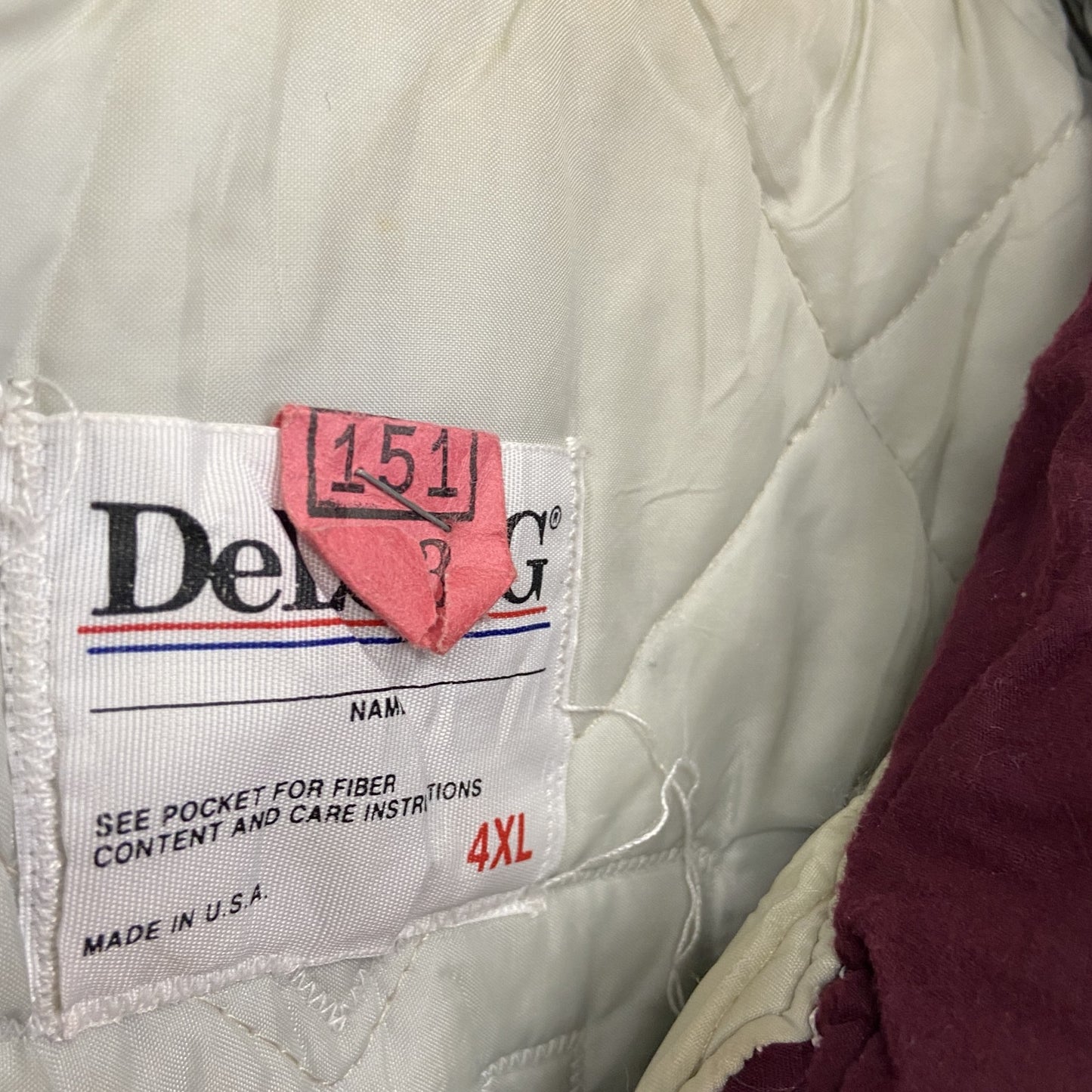 90s　DeLONG　フルジップジャケット　中綿ジャケット　ヴィンテージ　ボルドー　4XLサイズ