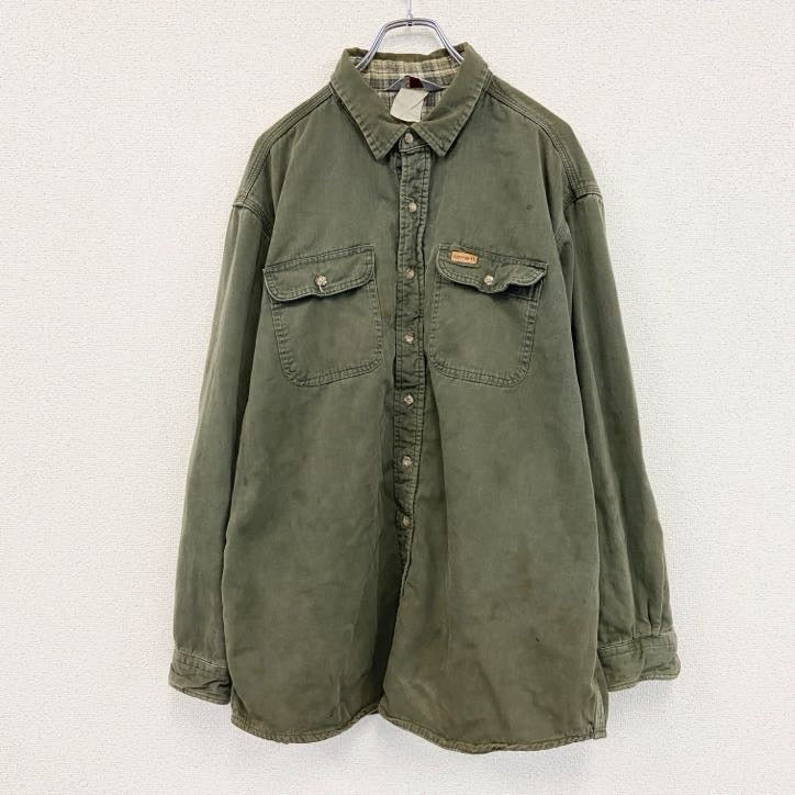 Carhartt　カーハート　長袖モールスキンシャツ　ネル生地チェック柄ライナー　フラップポケット　カーキ　