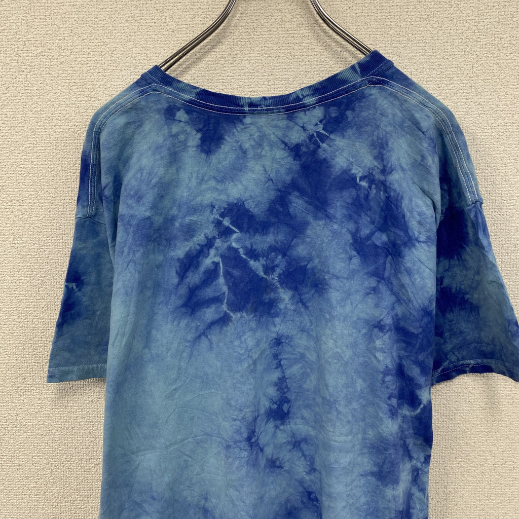 プレイステーション　半袖プリントTシャツ　タイダイ柄　青　ブルー　