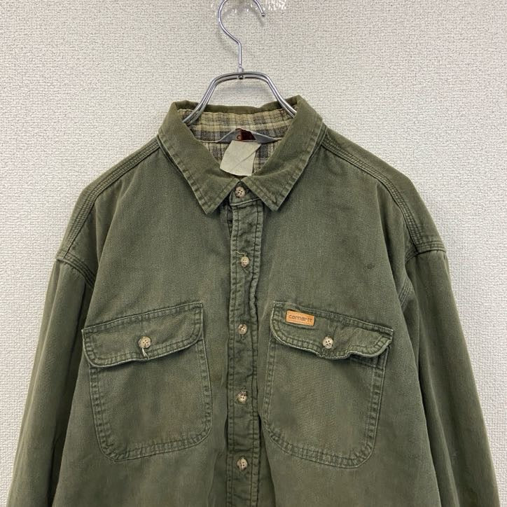 Carhartt　カーハート　長袖モールスキンシャツ　ネル生地チェック柄ライナー　フラップポケット　カーキ　