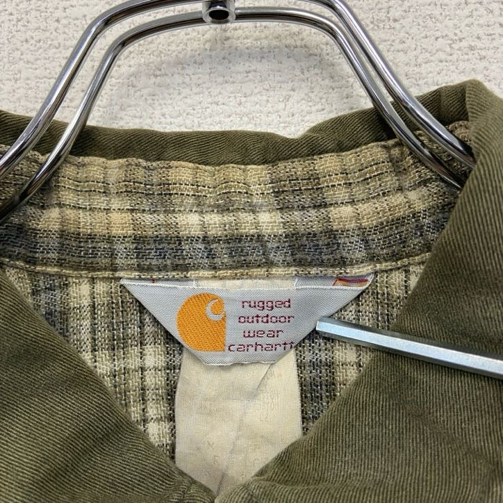 Carhartt　カーハート　長袖モールスキンシャツ　ネル生地チェック柄ライナー　フラップポケット　カーキ　