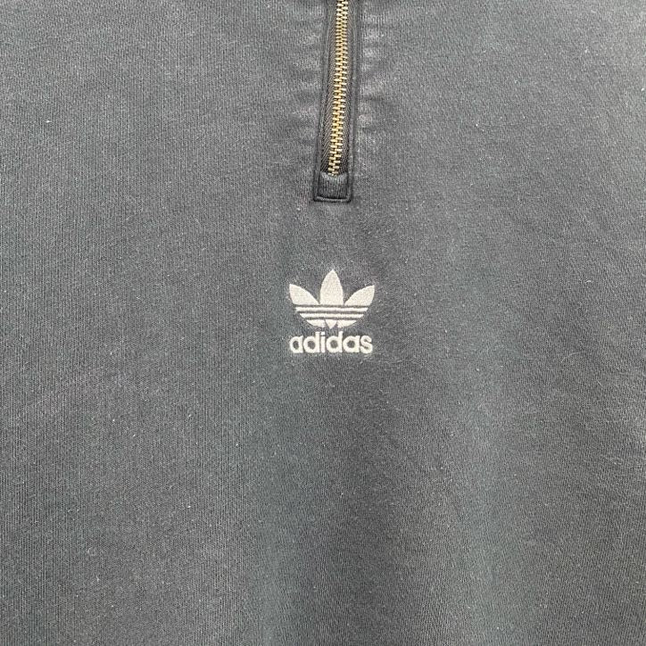 adidas　アディダス　ハーフジップスウェット/トレーナー　黒　ブラック　Lサイズ