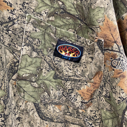 ～00s　RASCO　長袖Tシャツ/ロンT　ヘンリーネック　ヴィンテージ　総柄　カーキ　3XLサイズ