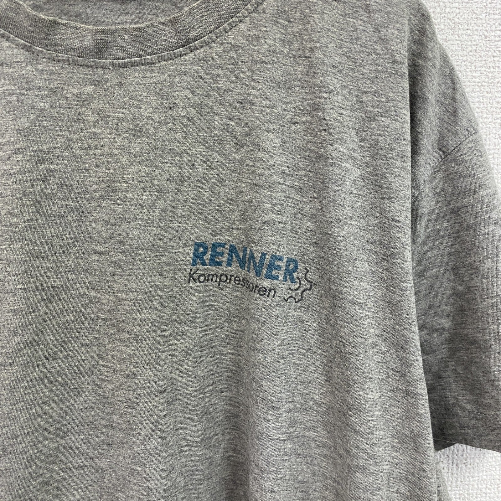 HAKRO　ハクロ　半袖プリントTシャツ　ドイツ　企業ロゴ　両面プリント　クルーネック　灰色　グレー　Lサイズ