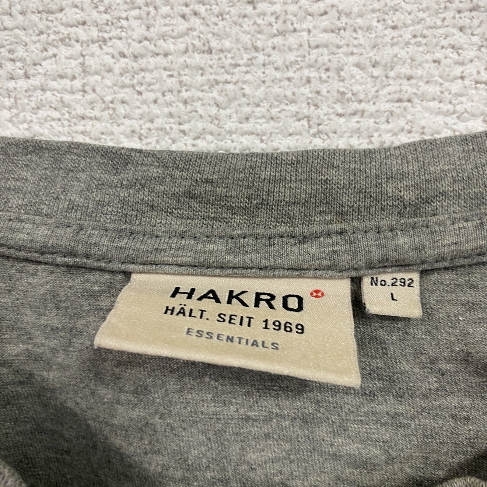 HAKRO　ハクロ　半袖プリントTシャツ　ドイツ　企業ロゴ　両面プリント　クルーネック　灰色　グレー　Lサイズ