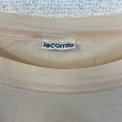 古着 used　lecomte　半袖プリントTシャツ　クルーネック　薄ピンク　レトロ　風景写真デザイン　カジュアル　Lサイズ